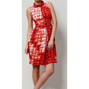 Just Cavalli Orange Printed Silk Dress Womens 42 Medium Sleeveless Belt Camo